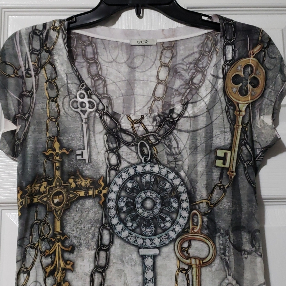 Cache Women's Top Chain Design Size Small - Picture 3 of 5